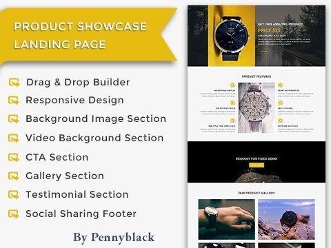 Product showcase landing page