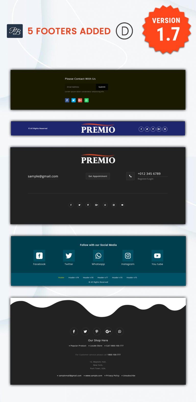 Premio - Divi Header And Footer Layouts Bundle - Pennyblack Templates